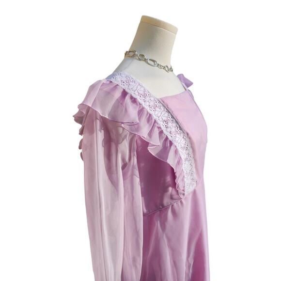 Vtg 60s 70s Sylvia Ann Lavender Lilac Pastel Wedding Bridal Formal Dress Sz 16 - Picture 4 of 9